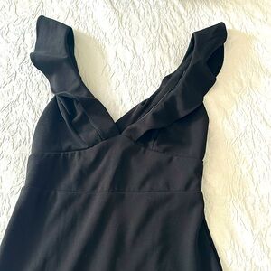 Black floor length wedding guest dress